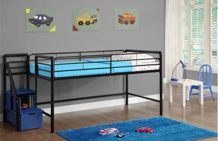 Sol Junior Twin Metal Bed with Storage Step in Black by DOREL HOME FURNISHINGS