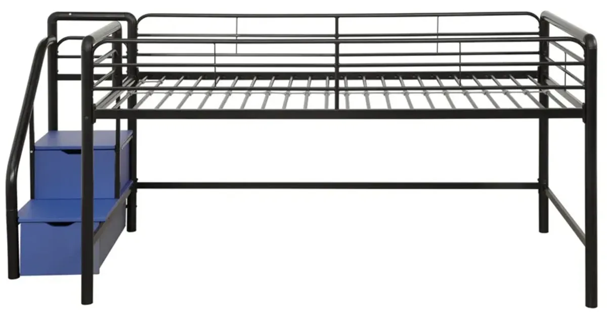 Sol Junior Twin Metal Bed with Storage Step in Black by DOREL HOME FURNISHINGS