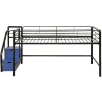 Sol Junior Twin Metal Bed with Storage Step in Black by DOREL HOME FURNISHINGS