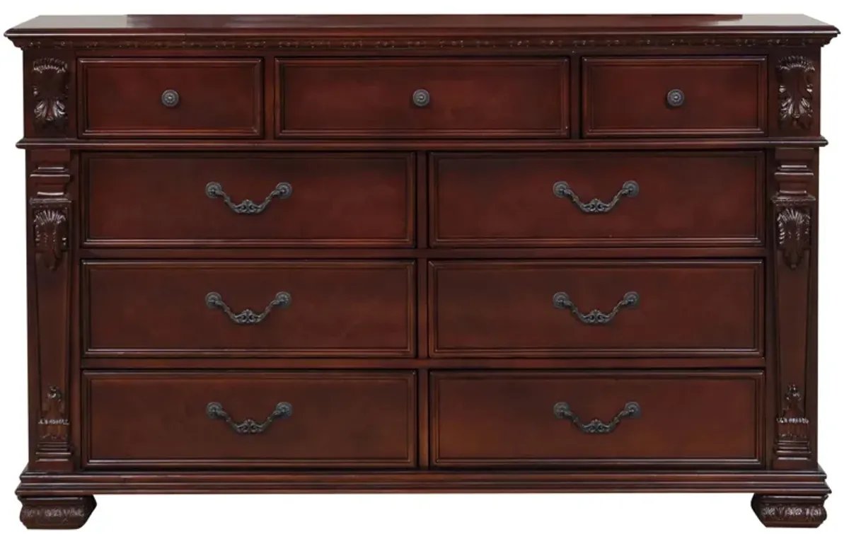 Lyndon 9 Drawer Dresser in Cherry by Glory Furniture