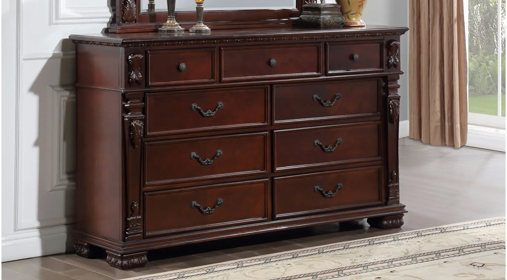 Lyndon 9 Drawer Dresser in Cherry by Glory Furniture