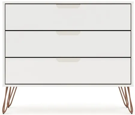 Rockefeller 3 Drawer Dresser in White by Manhattan Comfort