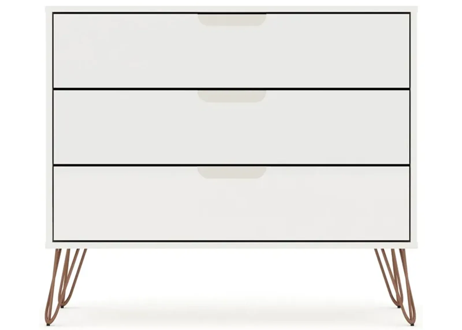 Rockefeller 3 Drawer Dresser in White by Manhattan Comfort