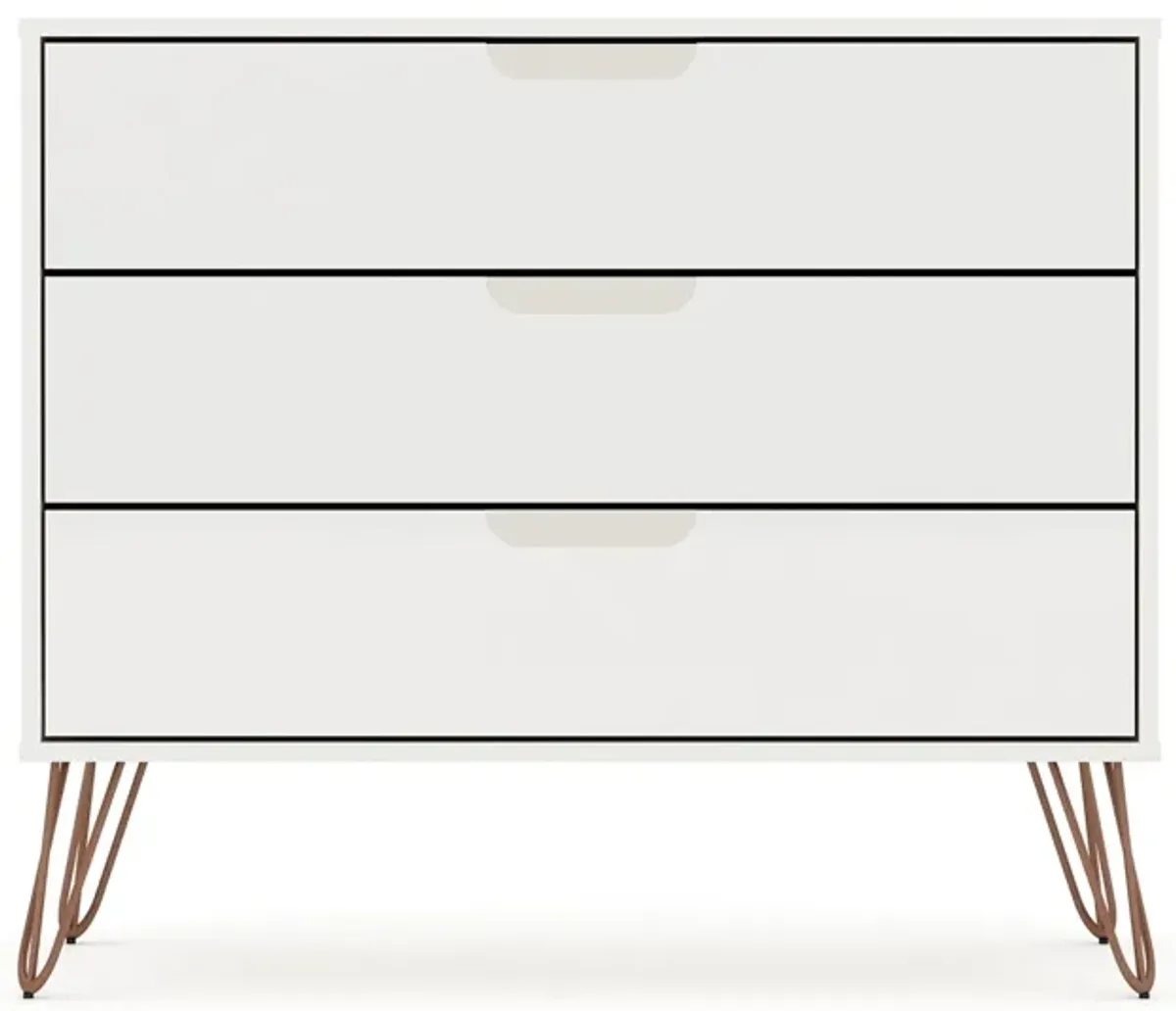 Rockefeller 3 Drawer Dresser in White by Manhattan Comfort