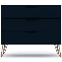 Rockefeller 3 Drawer Dresser in Tatiana Midnight Blue by Manhattan Comfort