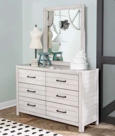 Summer Camp Dresser and Mirror in Stone Path White by Legacy Classic Furniture