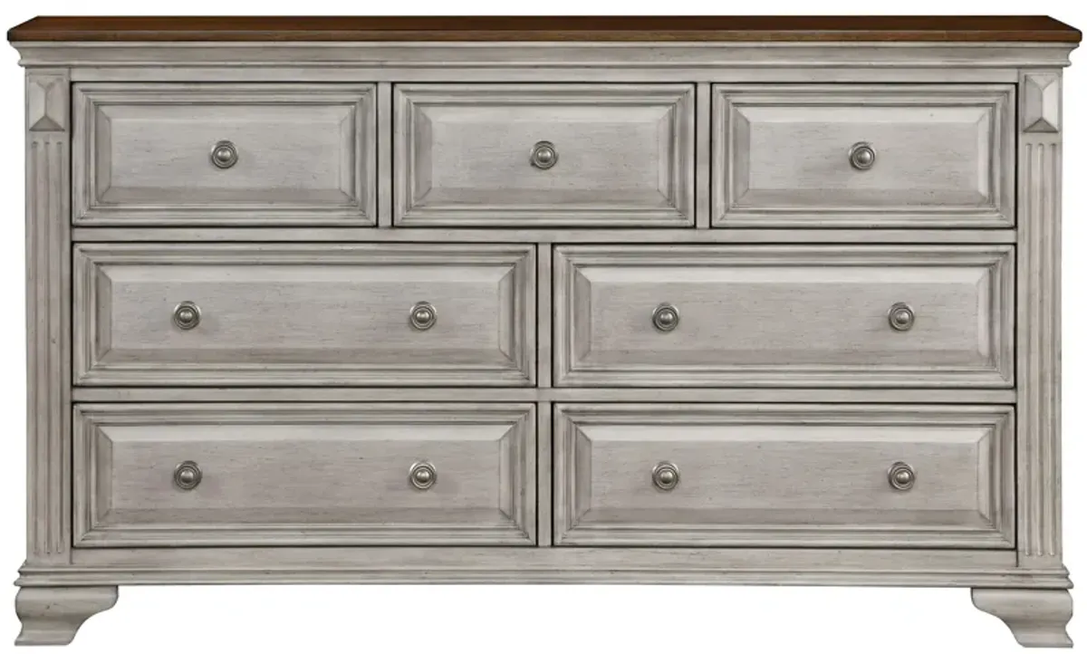 Aria Dresser in 2-Tones Finish (Brown and Gray) by Homelegance