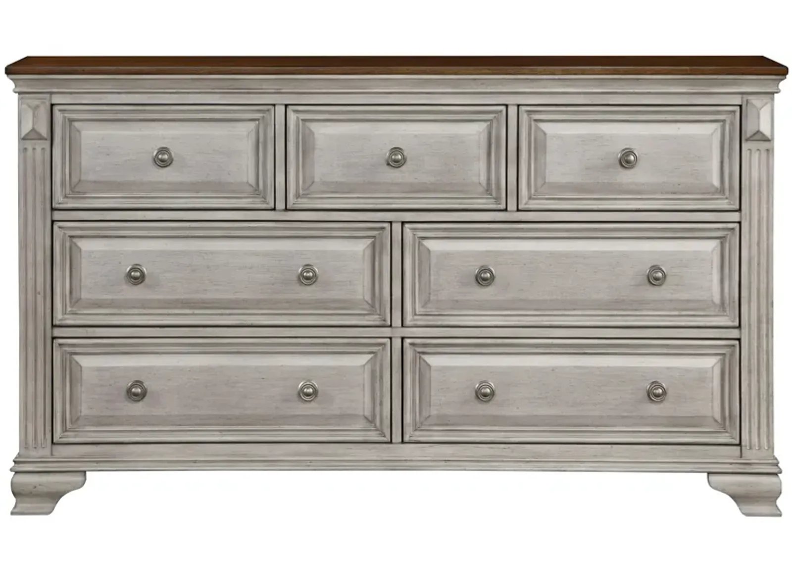 Aria Dresser in 2-Tones Finish (Brown and Gray) by Homelegance