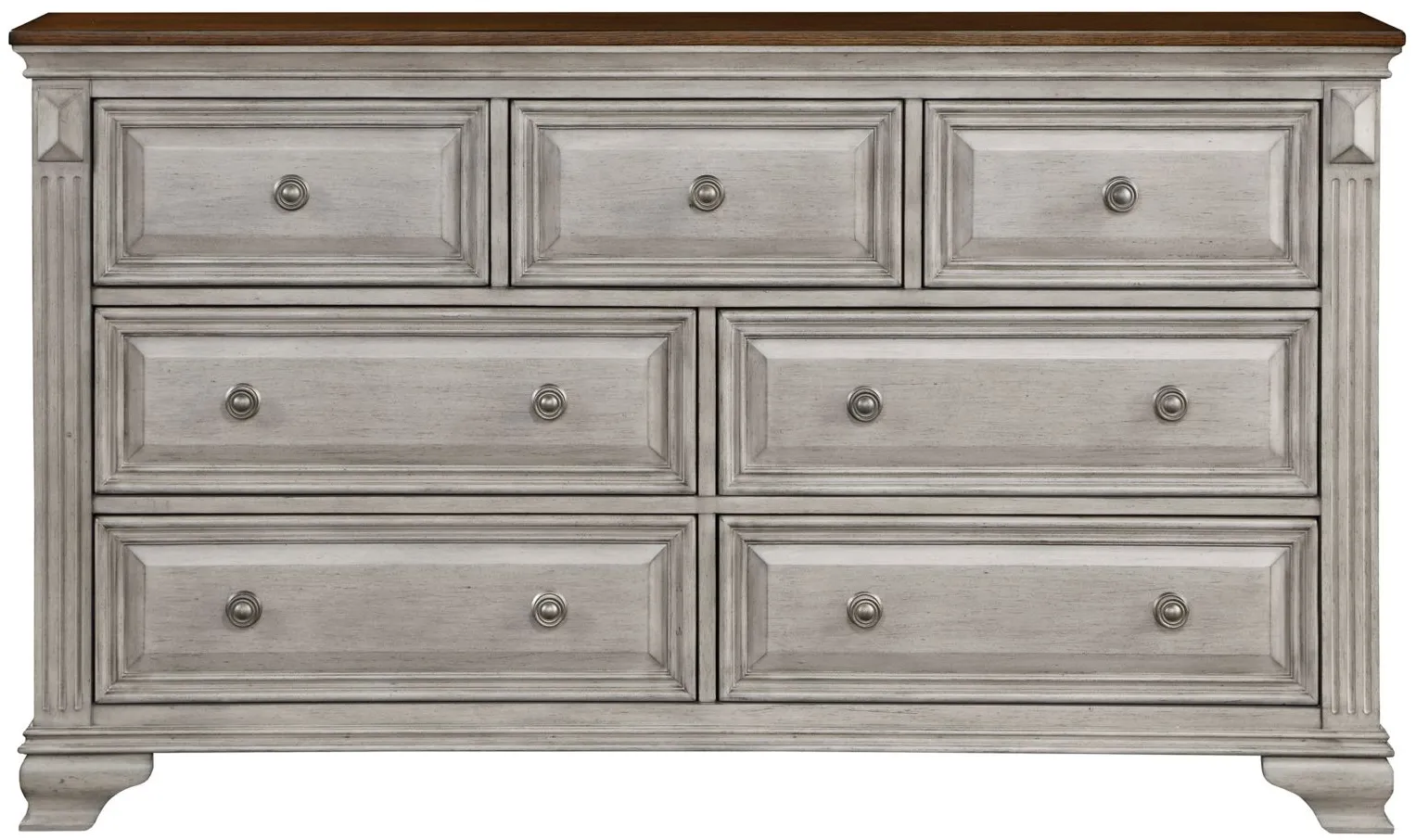Aria Dresser in 2-Tones Finish (Brown and Gray) by Homelegance