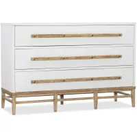 Urban Elevation Three-Drawer Bachelors Chest in White and light maple finish with wood bar pull by Hooker Furniture