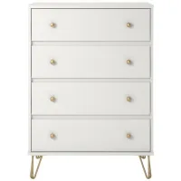 Novogratz Finley Four Drawer Dresser in White by DOREL HOME FURNISHINGS