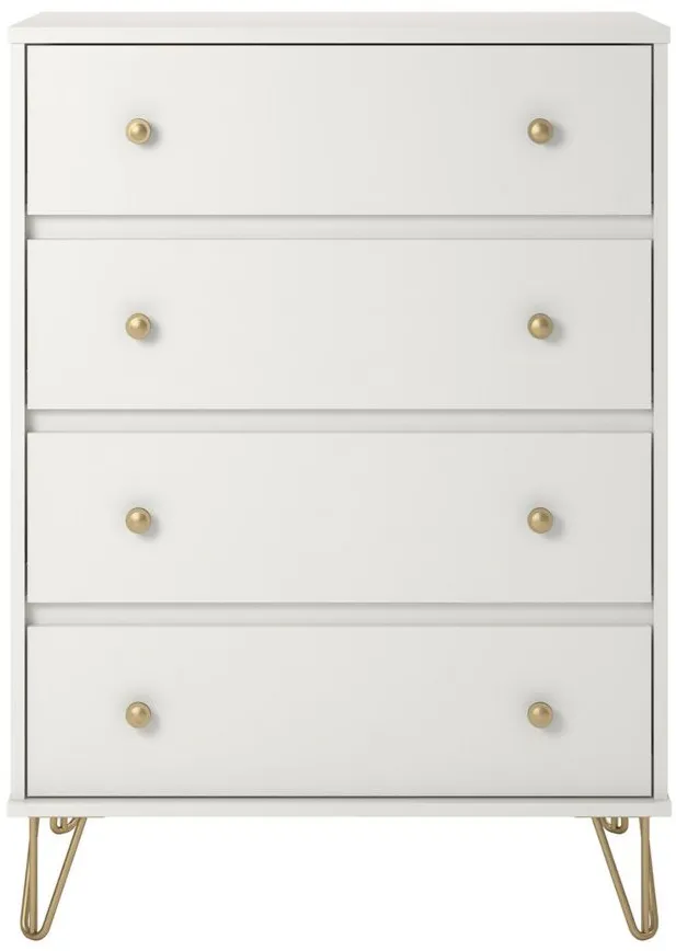Novogratz Finley Four Drawer Dresser in White by DOREL HOME FURNISHINGS