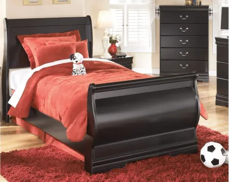 Huey Vineyard Twin Sleigh Bed in Black by Ashley Furniture