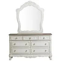 Averny 7-Drawer Bedroom Dresser with Mirror in Antique White & Gray by Homelegance