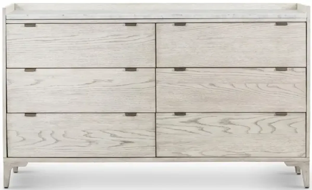 Haiden 6-Drawer Bedroom Dresser in Vintage White Oak by Four Hands