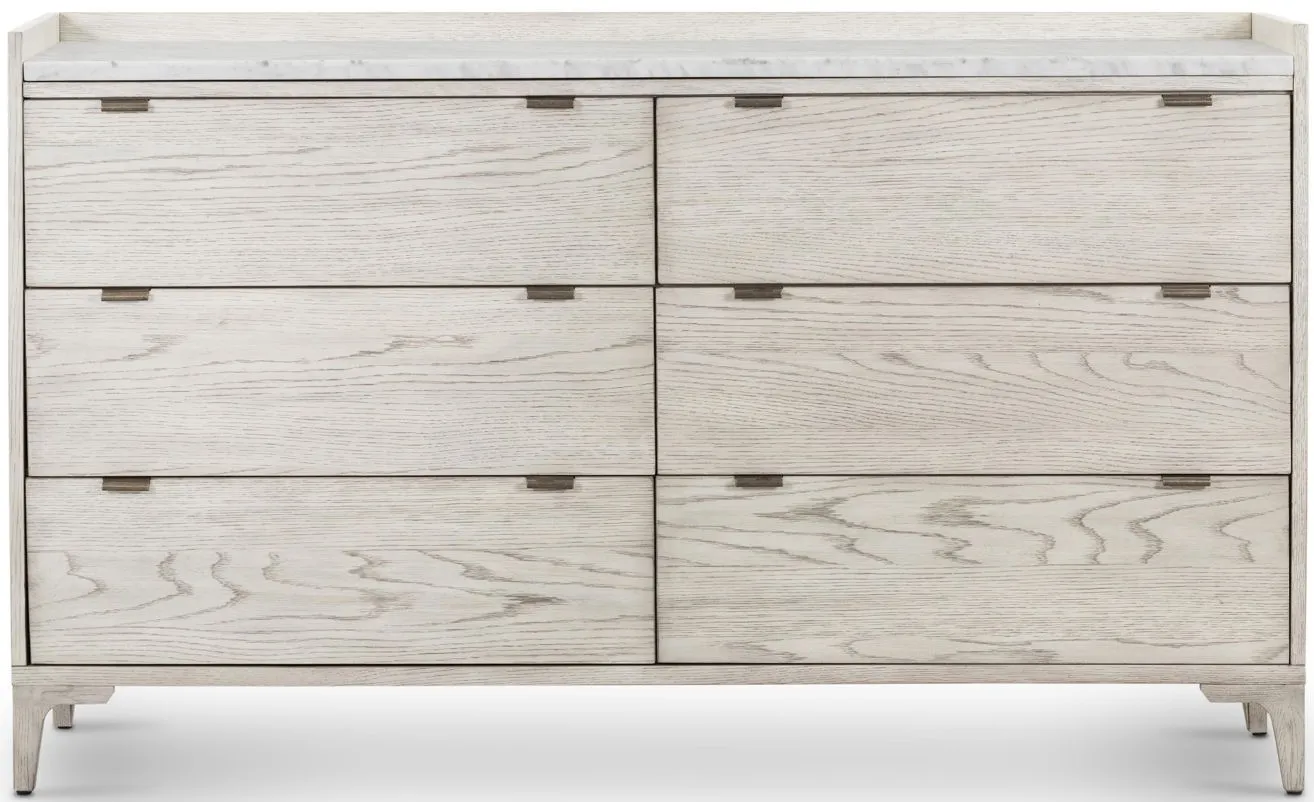 Haiden 6-Drawer Bedroom Dresser in Vintage White Oak by Four Hands