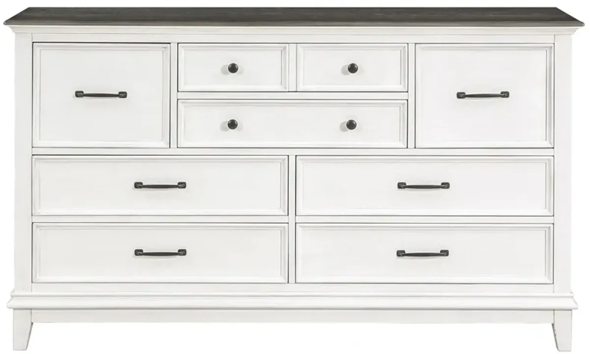 Niles Dresser in 2-Tone (Antique White and Dark Brown) by Homelegance