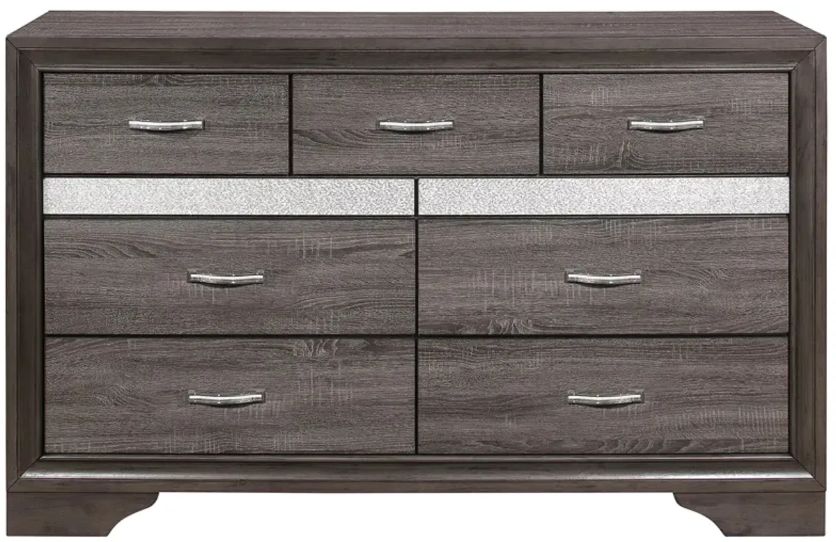 Griggs Bedroom Dresser in Two-Tone Finish (Gray and Silver Glitter) by Homelegance