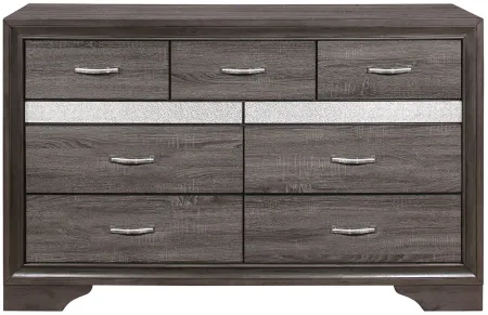 Griggs Bedroom Dresser in Two-Tone Finish (Gray and Silver Glitter) by Homelegance