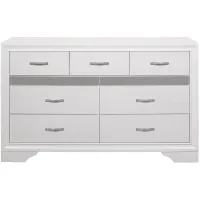 Griggs Bedroom Dresser in Two-Tone Finish: (White and Silver Glitter) by Homelegance