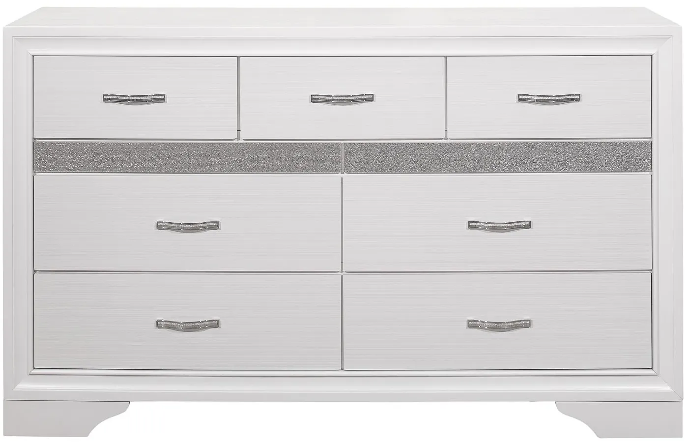 Griggs Bedroom Dresser in Two-Tone Finish: (White and Silver Glitter) by Homelegance