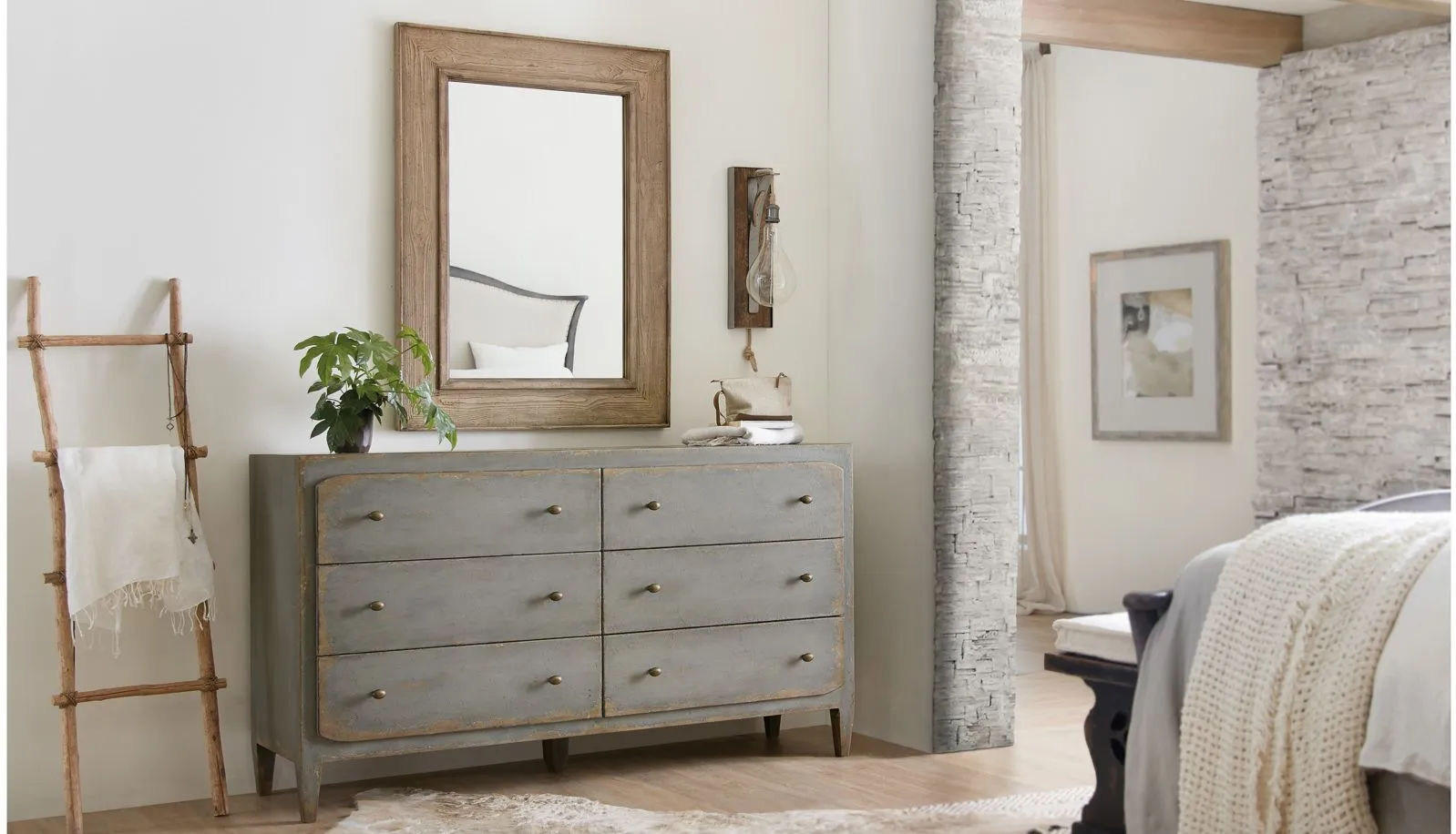 Ciao Bella Six-Drawer Dresser in Gray by Hooker Furniture