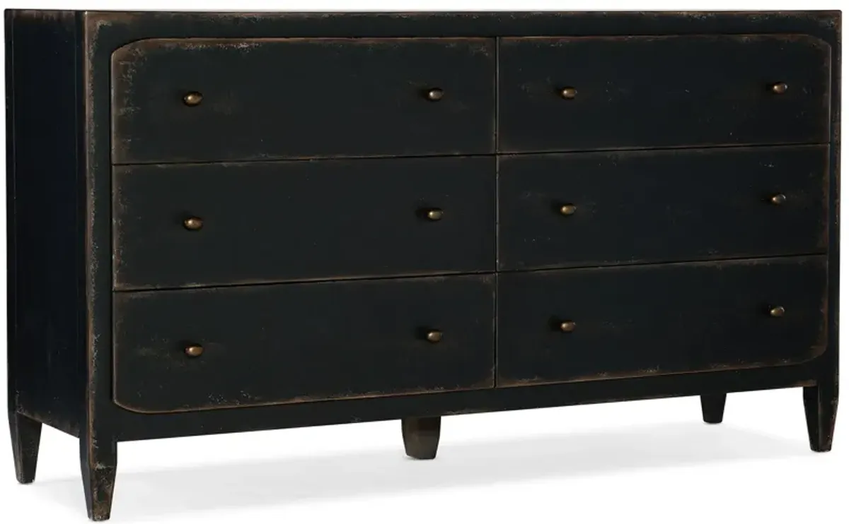 Ciao Bella Six-Drawer Dresser in Black by Hooker Furniture