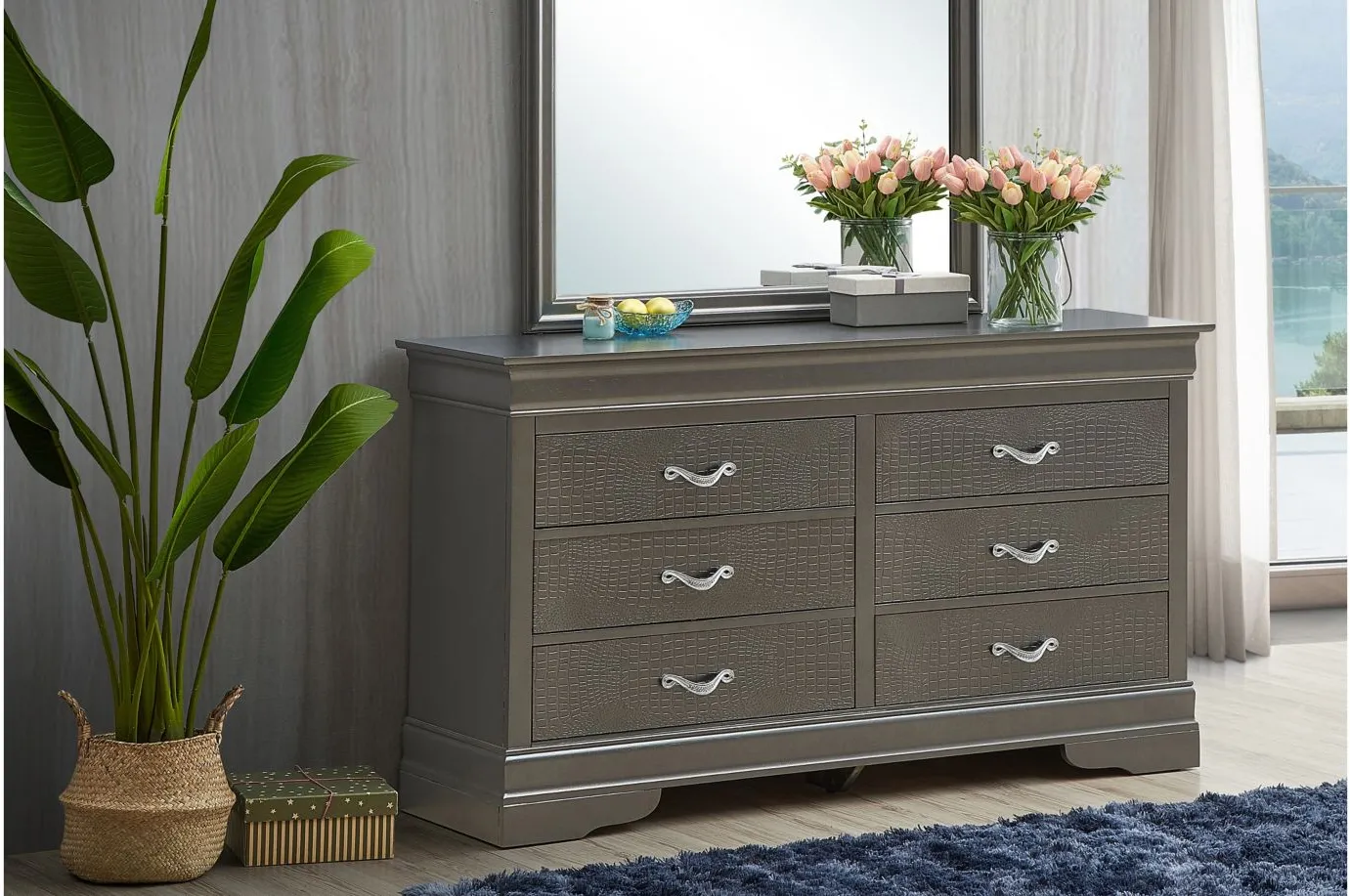 Lorana Dresser in Metalic Black by Glory Furniture