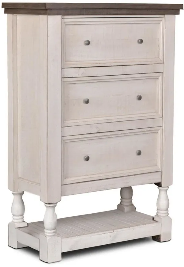 Sunset Trading Rustic French Dresser in Cottage White/Walnut Top by Sunset Trading