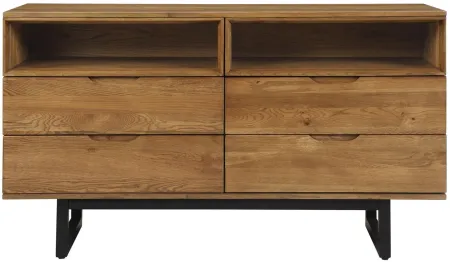 Aldo 4 Drawer Dresser in Brown Oak by Armen Living