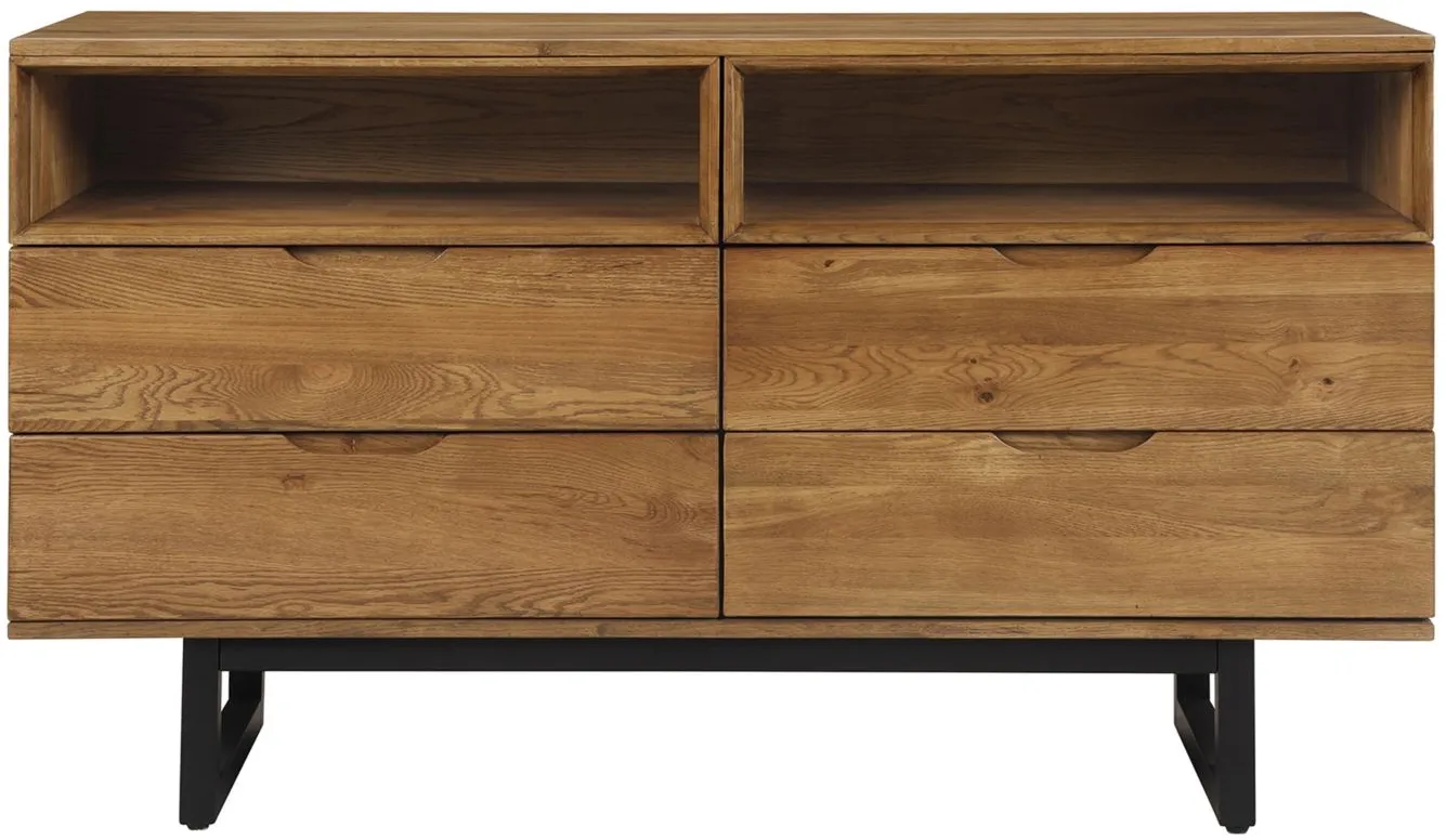 Aldo 4 Drawer Dresser in Brown Oak by Armen Living