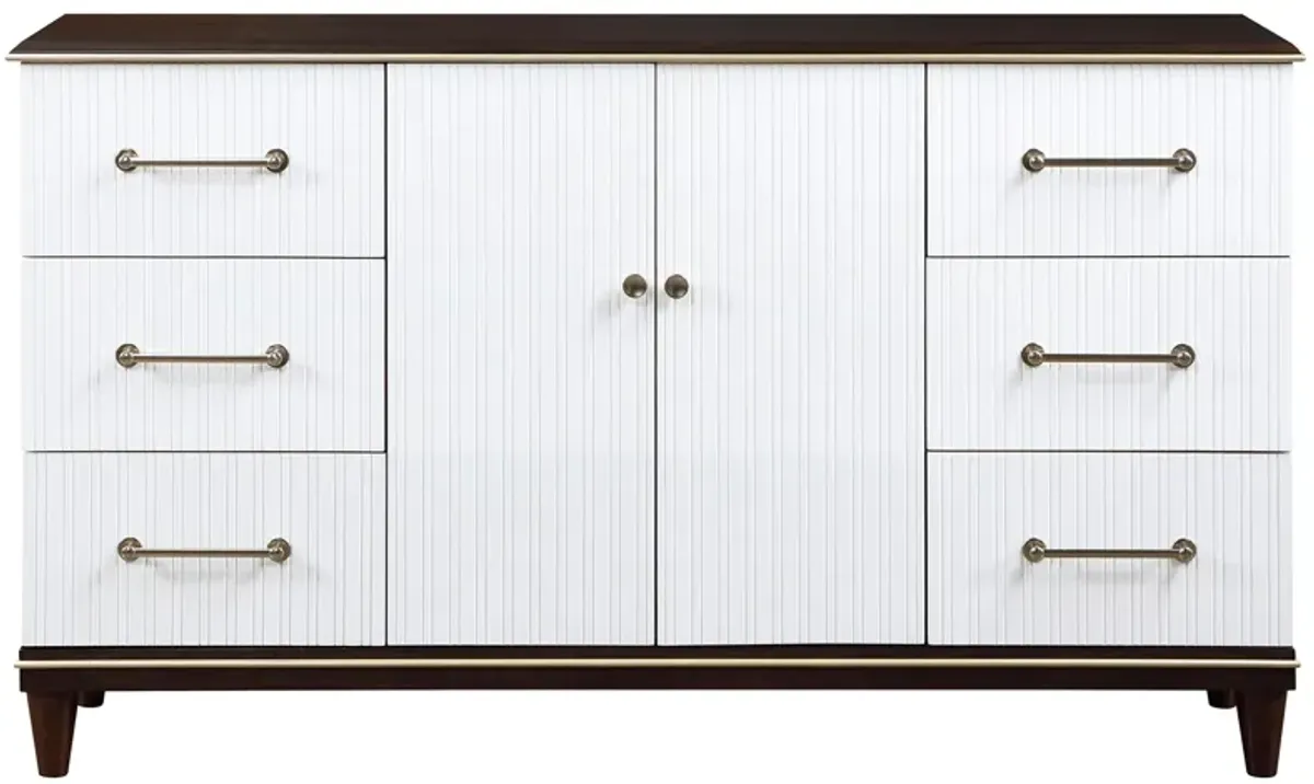 Bellamy Dresser in 2-Tone Finish With Gold Trim (White and Cherry) by Homelegance