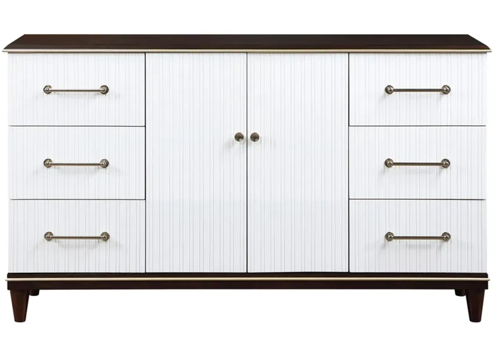 Bellamy Dresser in 2-Tone Finish With Gold Trim (White and Cherry) by Homelegance