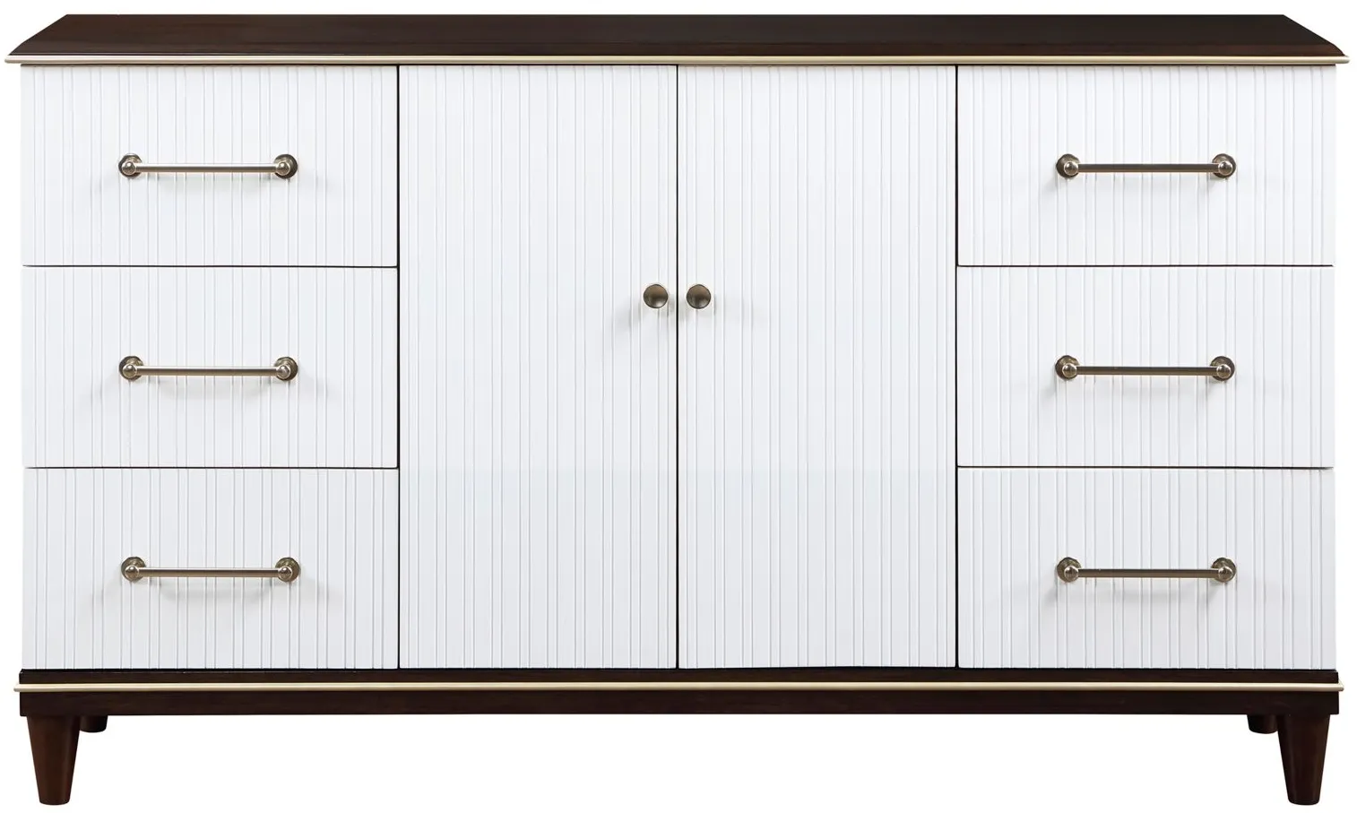 Bellamy Dresser in 2-Tone Finish with Gold Trim (White and Cherry) by Homelegance