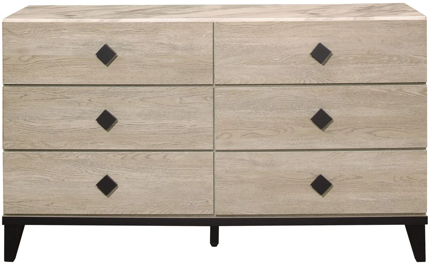 Karren 6-Drawer Dresser in 2-tone finish (Cream and Black) by Homelegance