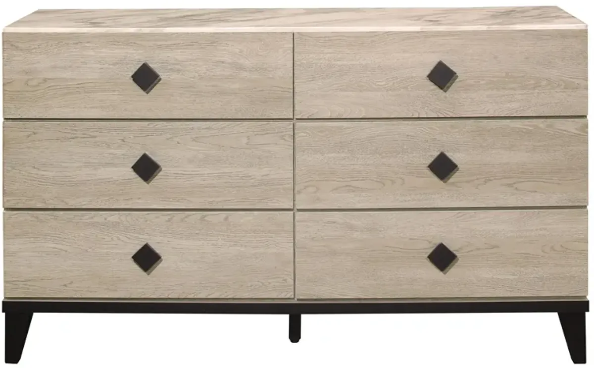 Karren 6-Drawer Dresser in 2-Tone Finish (Cream and Black) by Homelegance