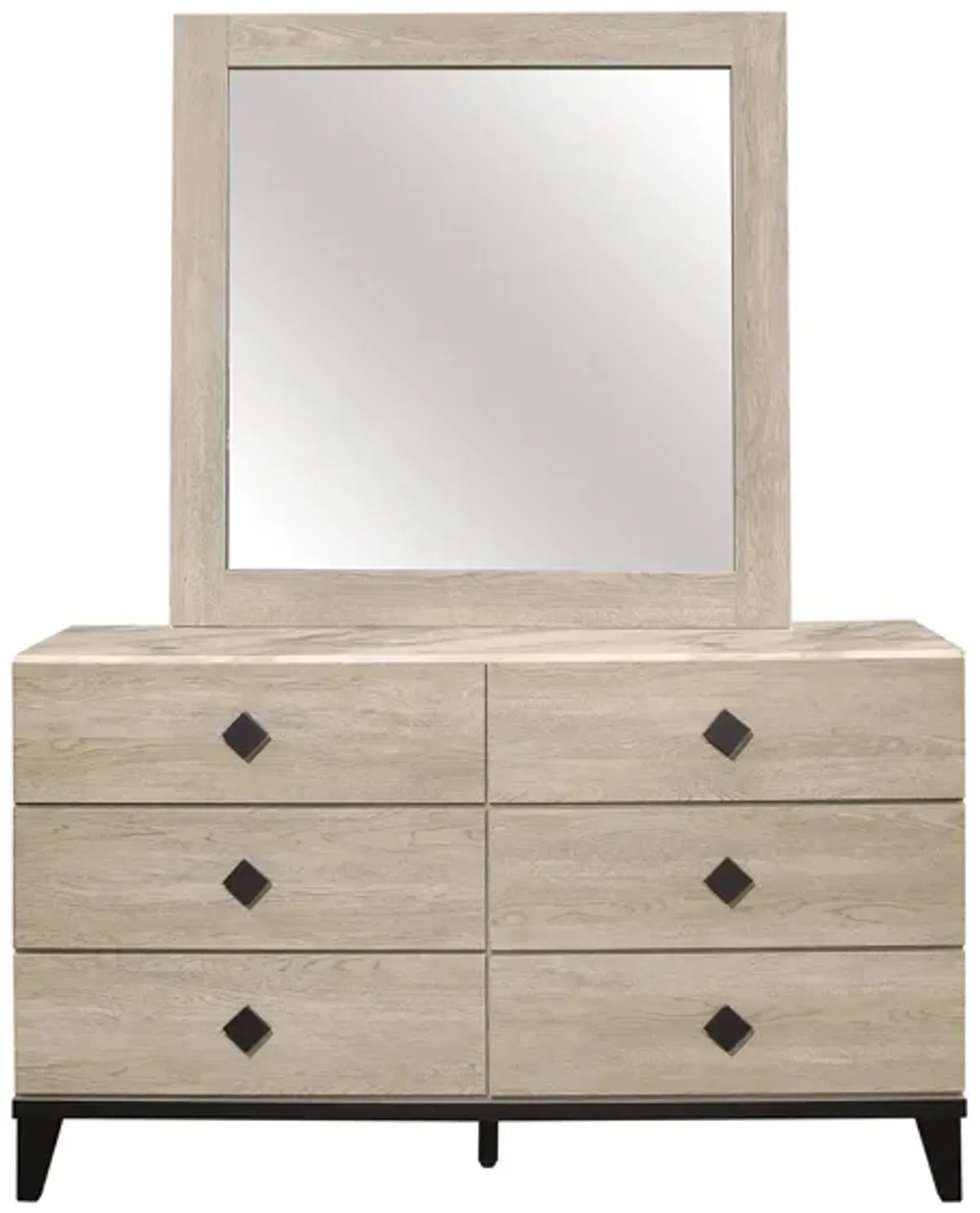 Karren 6-Drawer Dresser With Mirror in Cream & Black by Homelegance