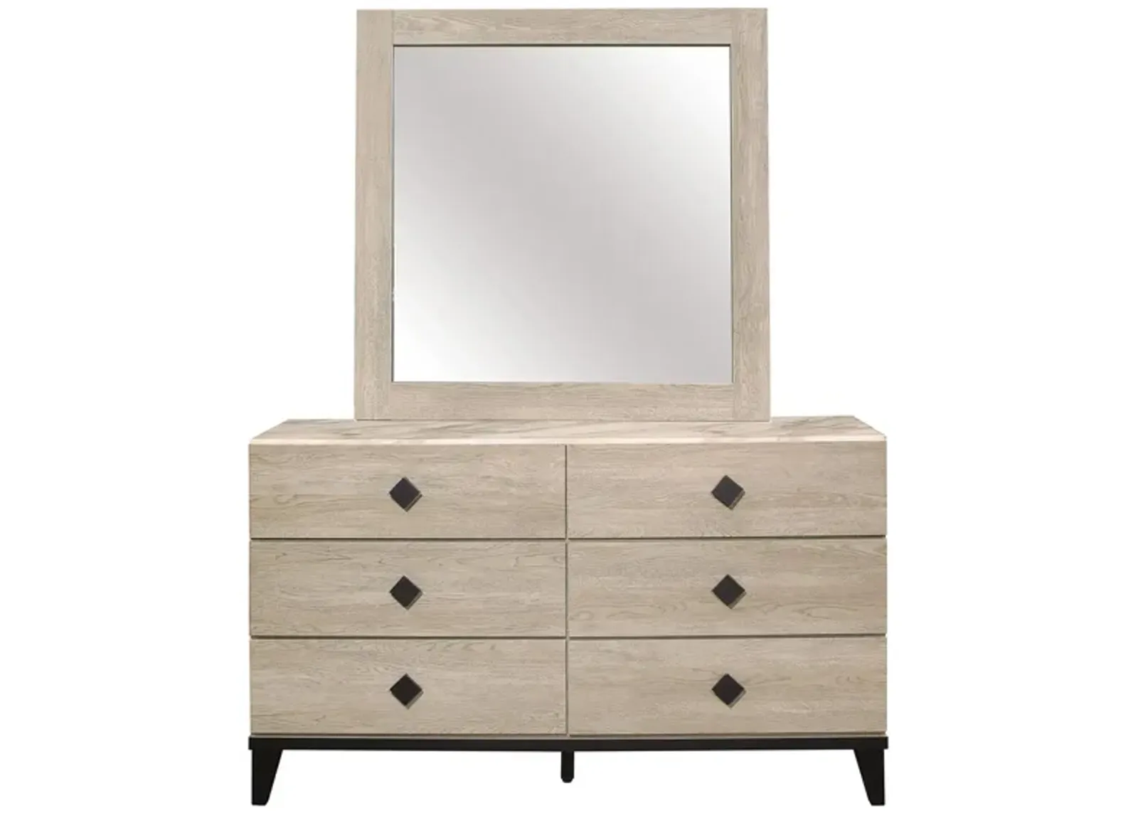 Karren 6-Drawer Dresser With Mirror in Cream & Black by Homelegance