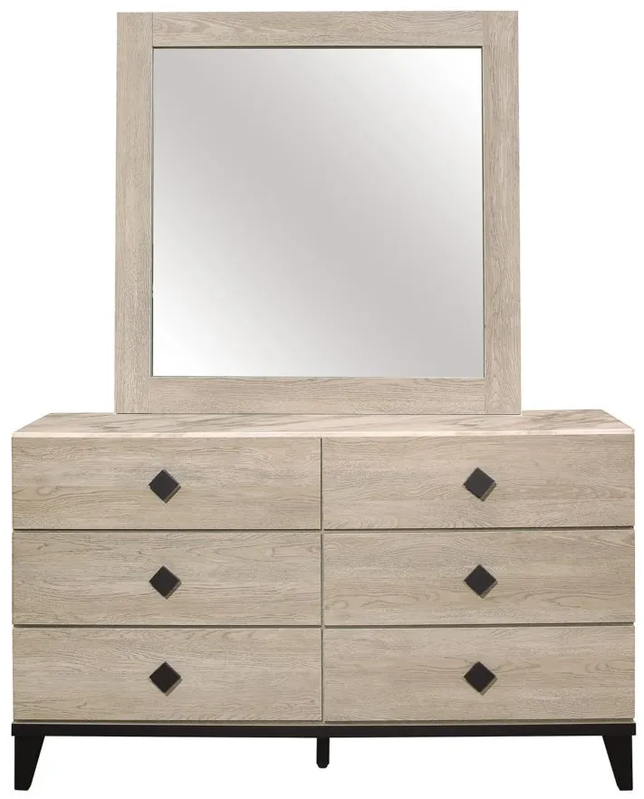 Karren 6-Drawer Dresser With Mirror in Cream & Black by Homelegance