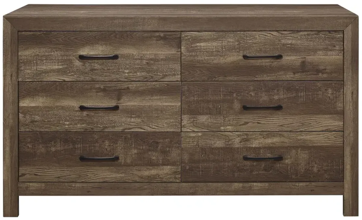 Bijou 6-Drawer Bedroom Dresser in Rustic Brown by Homelegance