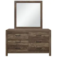Bijou 6-Drawer Bedroom Dresser with Mirror in Rustic Brown by Homelegance