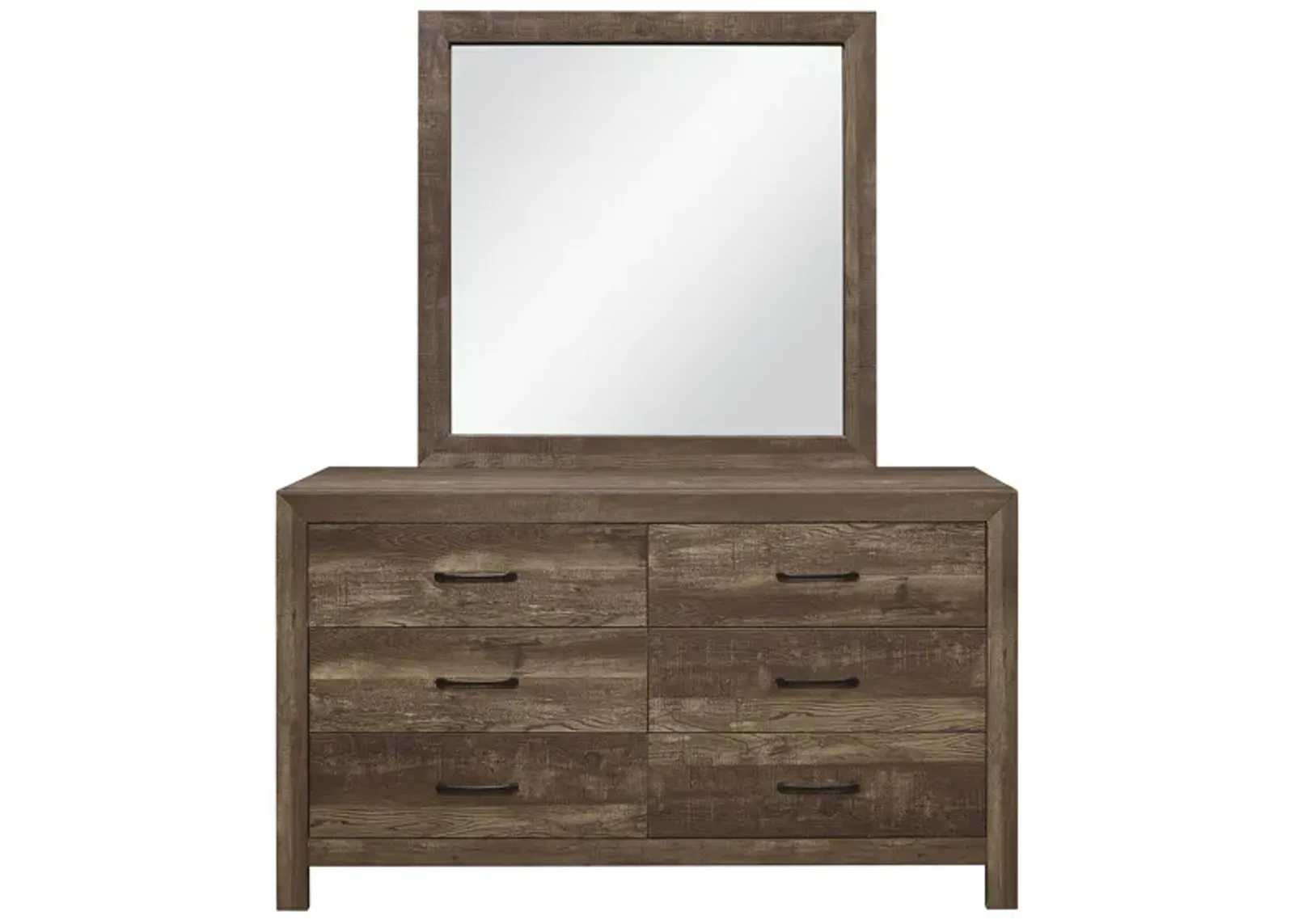 Bijou 6-Drawer Bedroom Dresser With Mirror in Rustic Brown by Homelegance