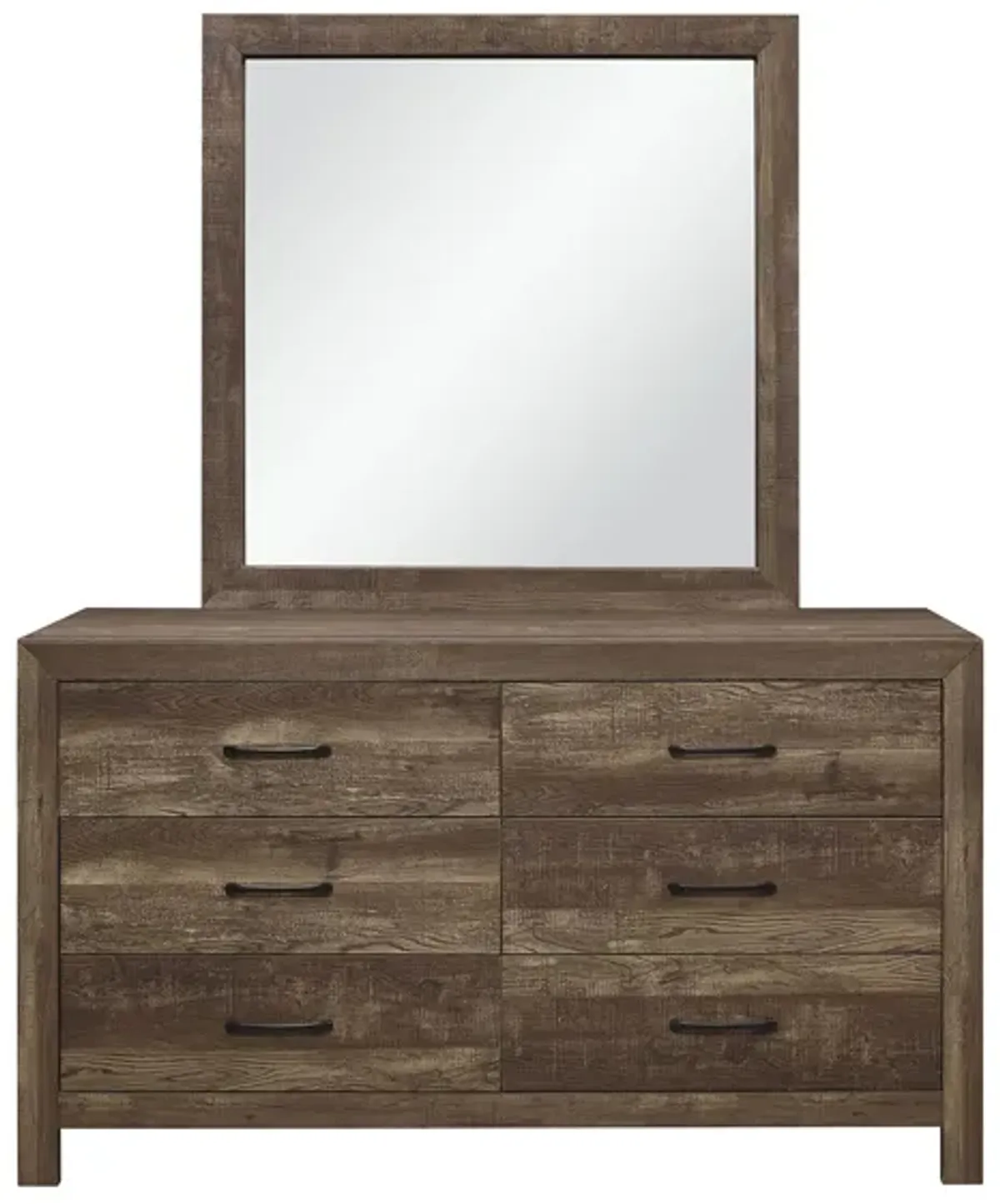 Bijou 6-Drawer Bedroom Dresser With Mirror in Rustic Brown by Homelegance