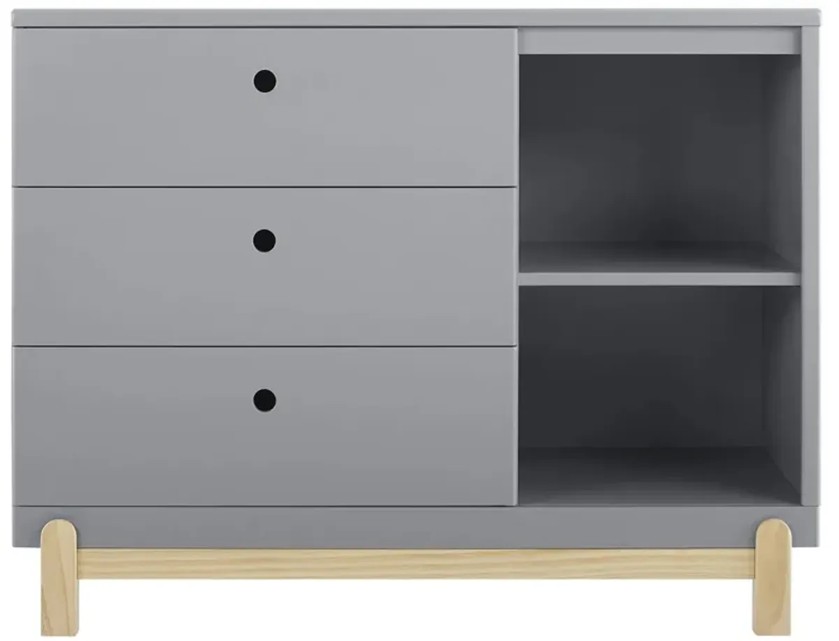 Poppy 3-Drawer Dresser with Cubbies by Delta Children in Grey/Natural by Delta Children