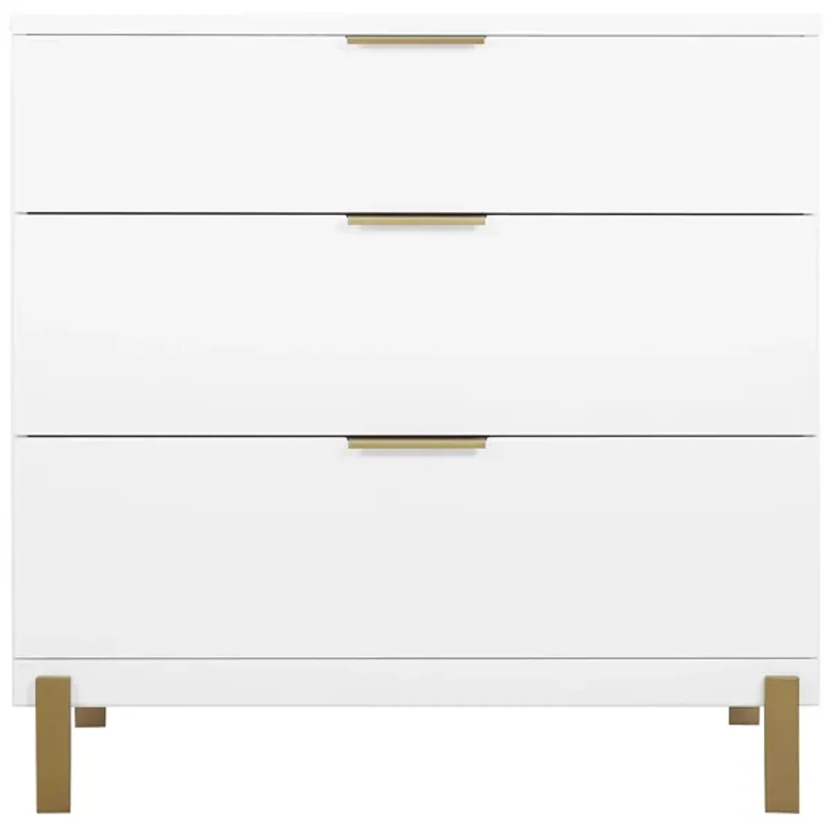 Hendrix 3 Drawer Dresser by Delta Children in Bianca White/Bronze by Delta Children