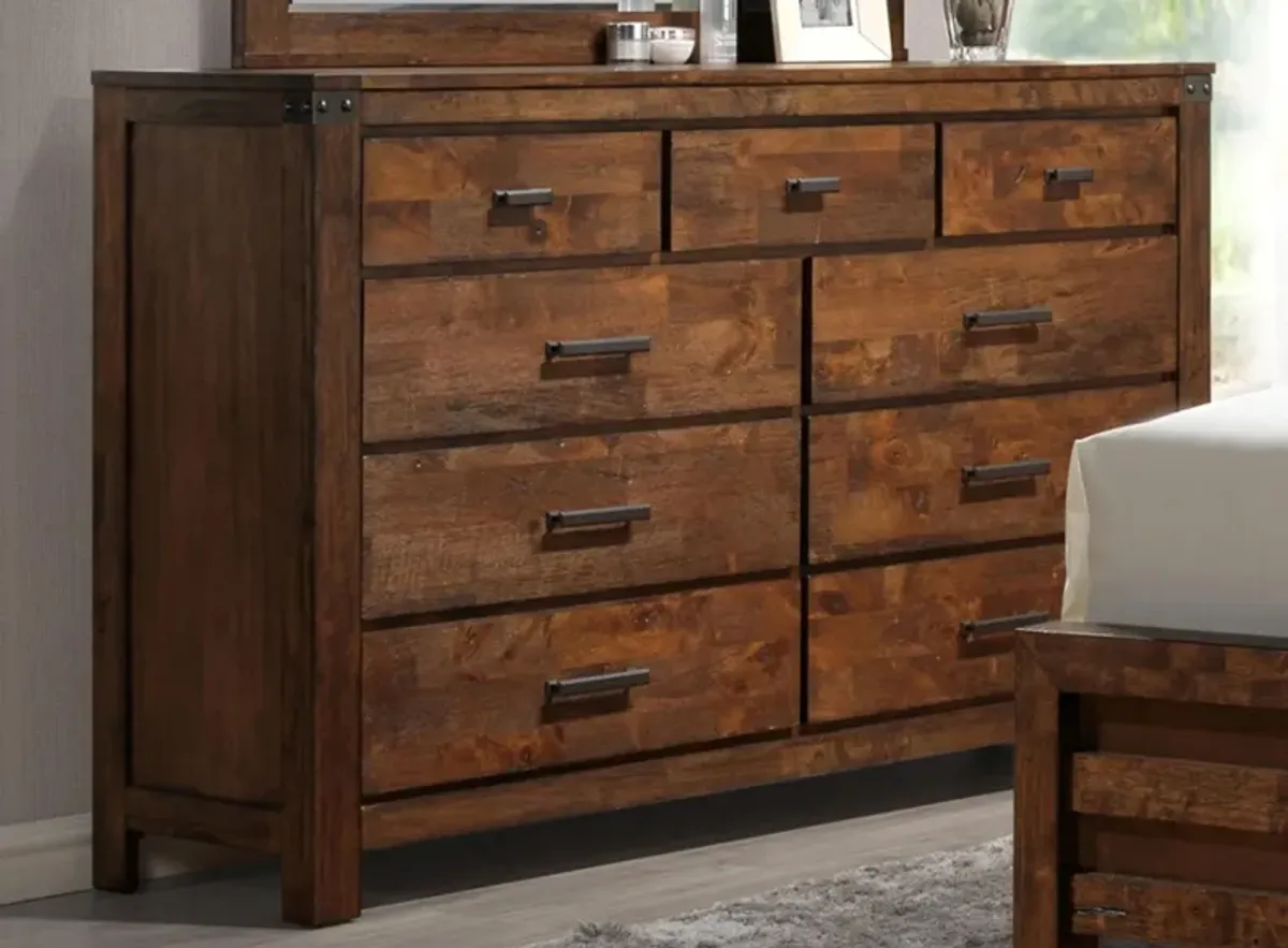 Curtis Bedroom Dresser in Rustic Weathered Brown by Crown Mark