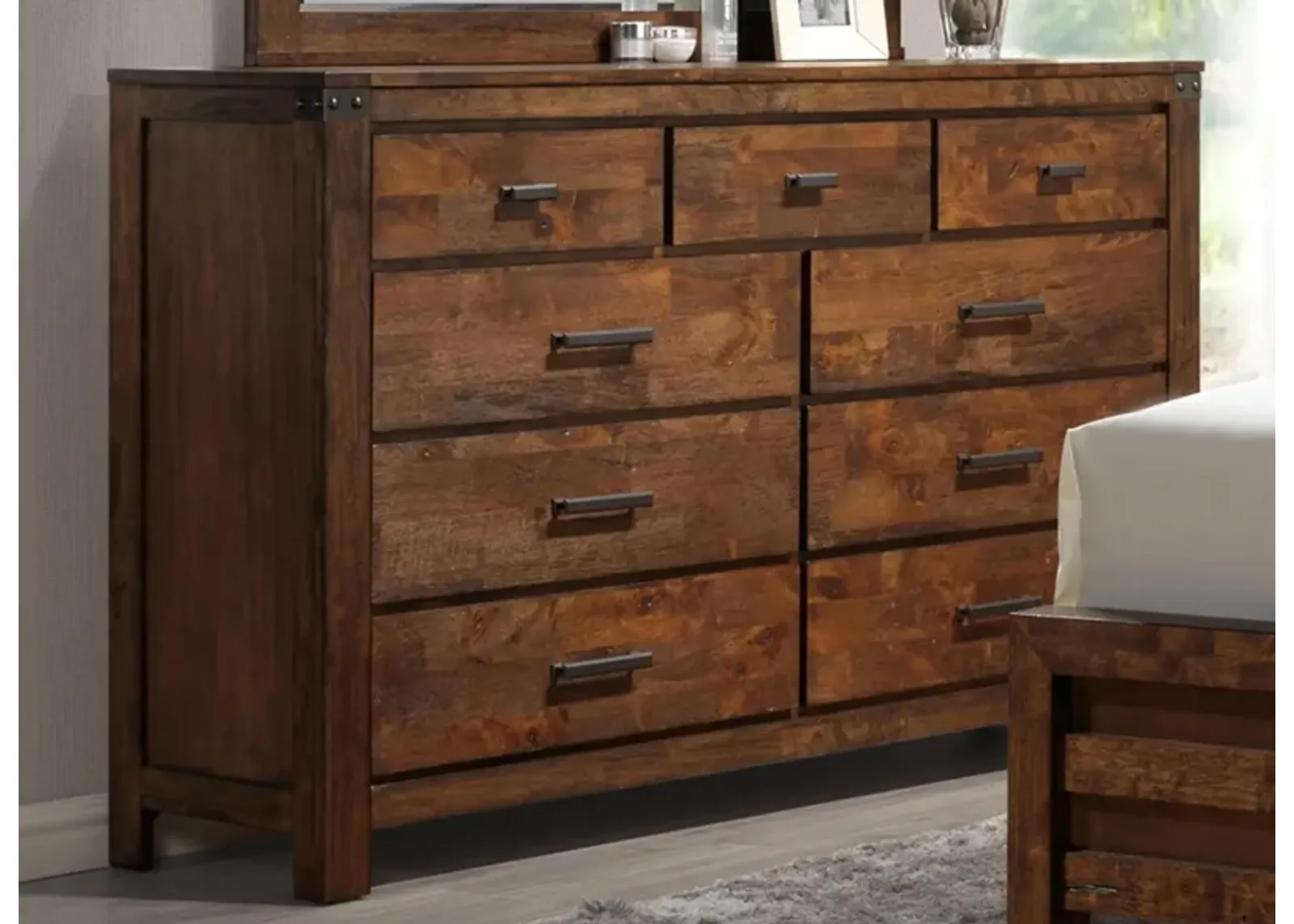 Curtis Bedroom Dresser in Rustic Weathered Brown by Crown Mark