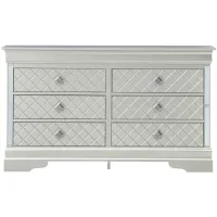 Verona 6-Drawer Bedroom Dresser in Silver Champagne by Glory Furniture