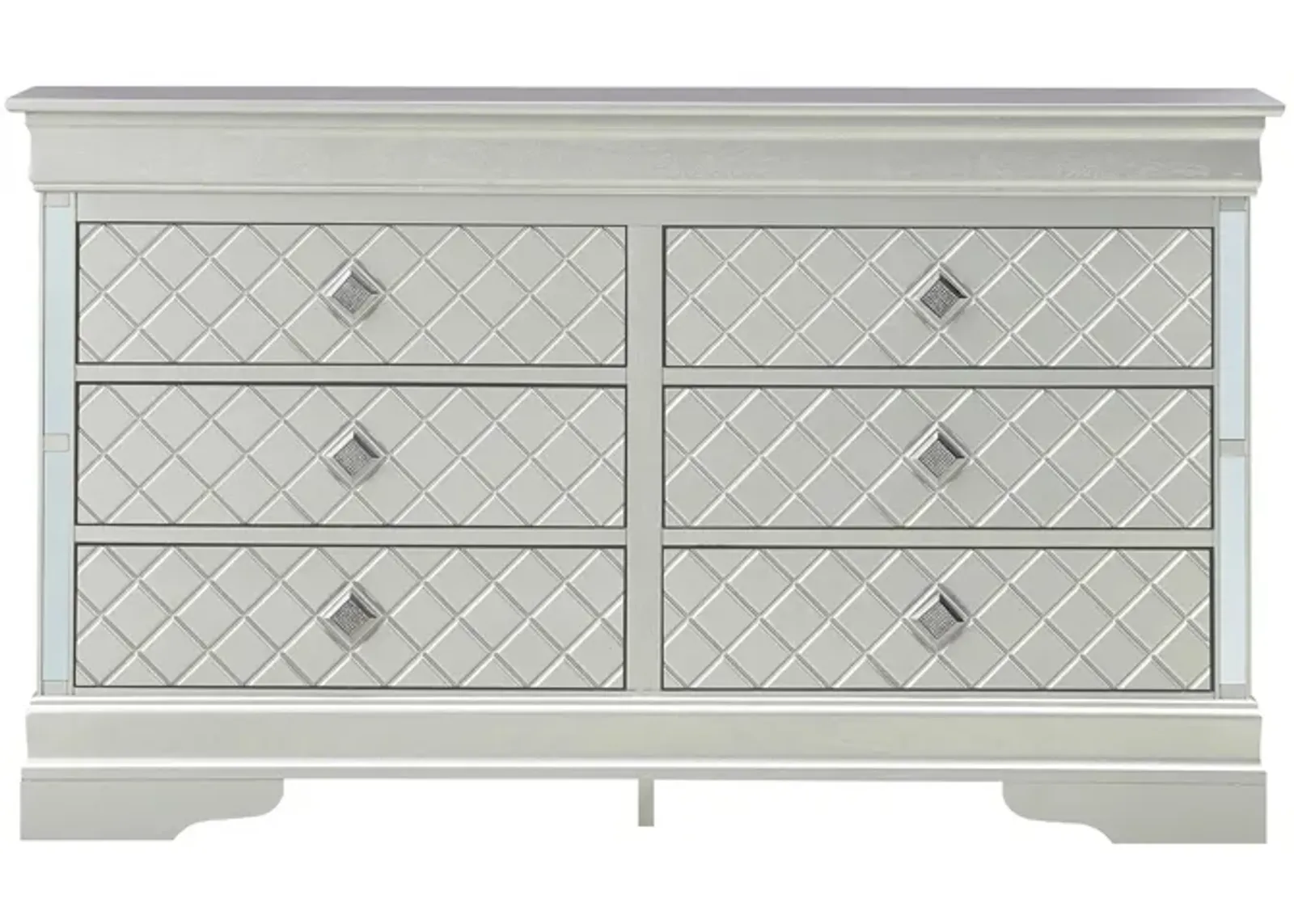 Verona 6-Drawer Bedroom Dresser in Silver Champagne by Glory Furniture