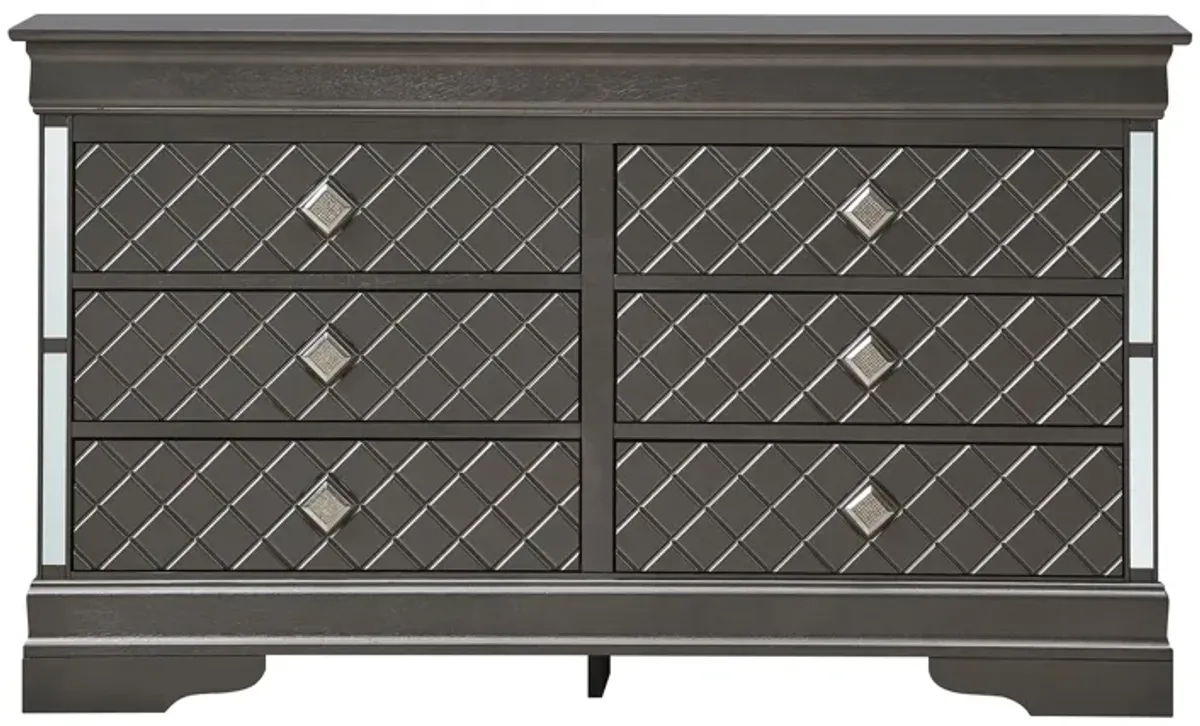 Verona 6-Drawer Bedroom Dresser in Metallic Black by Glory Furniture